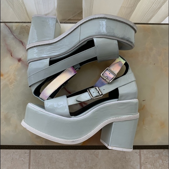 YRU/platform baby blue rave disco heels - Picture 3 of 6